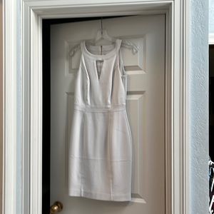 White tank dress with sheer triangle cutout